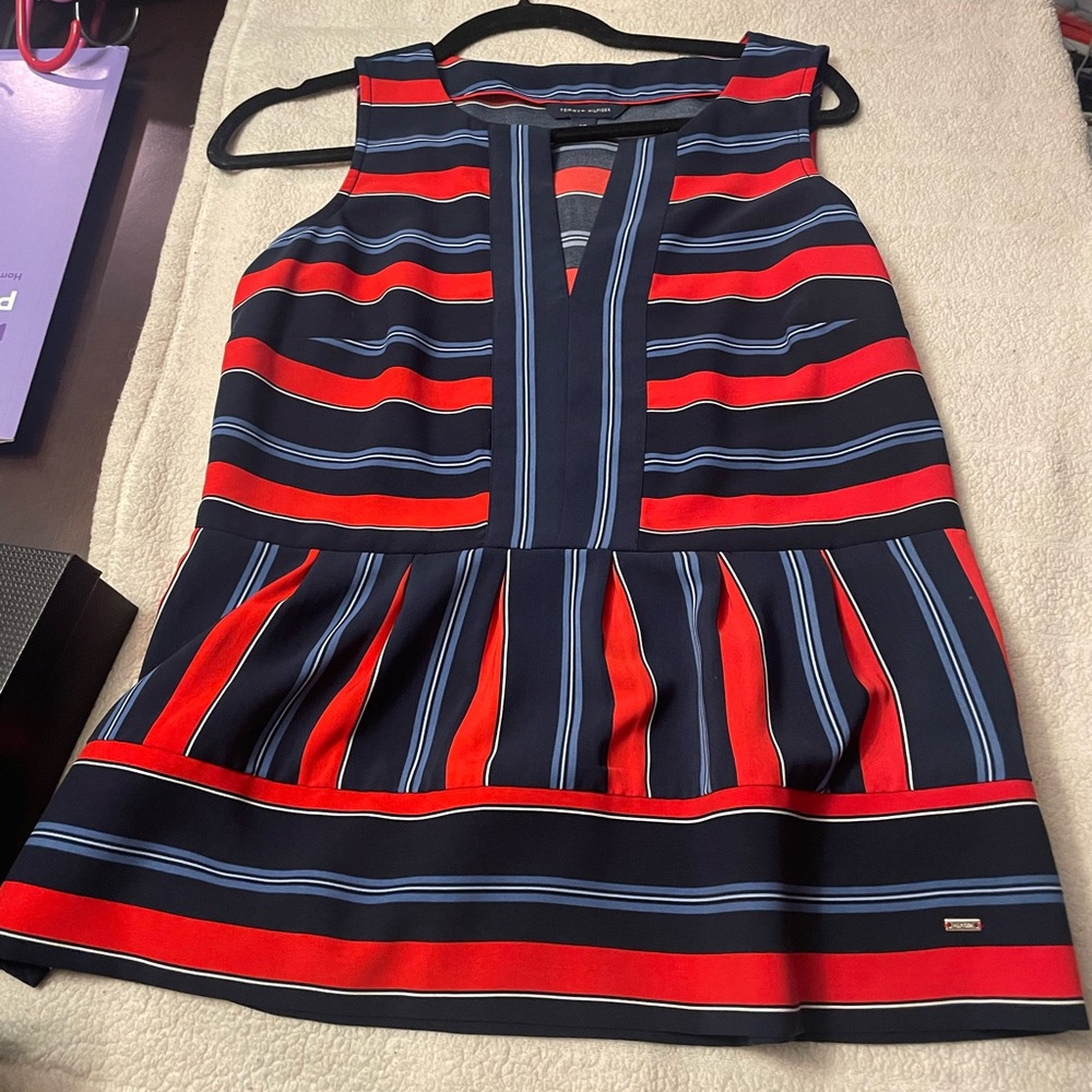 Tommy Hilfiger Striped Sleeveless Top with Red and Blue Accents